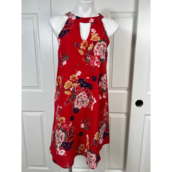 Staccato Floral Red Sleeveless Mini Dress Size Small - Picture 1 of 7